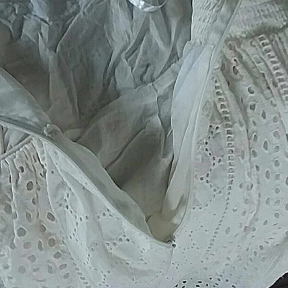 Kimchi Blue Lined Eyelet Strapless Dress Eggshell Size Medium - Picture 11 of 16